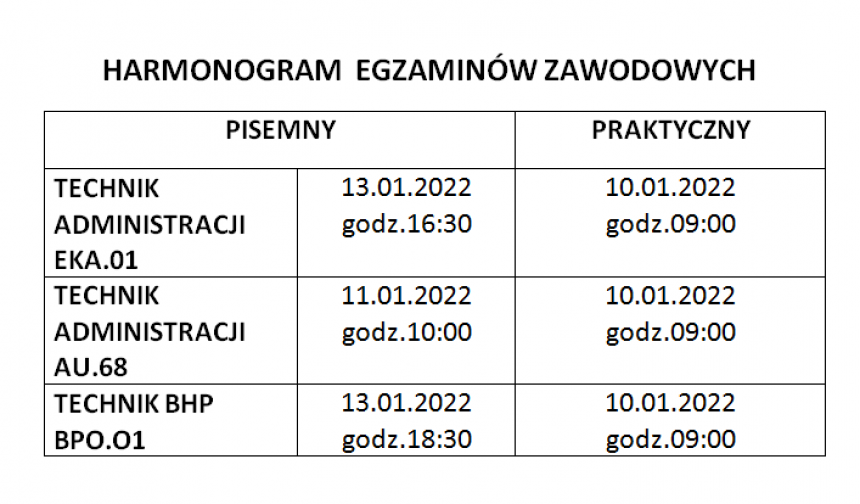 HARMONOGRAM EGZAMINÓW ZAWODOWYCH 2022 | KCE Vademecum w Kościerzynie